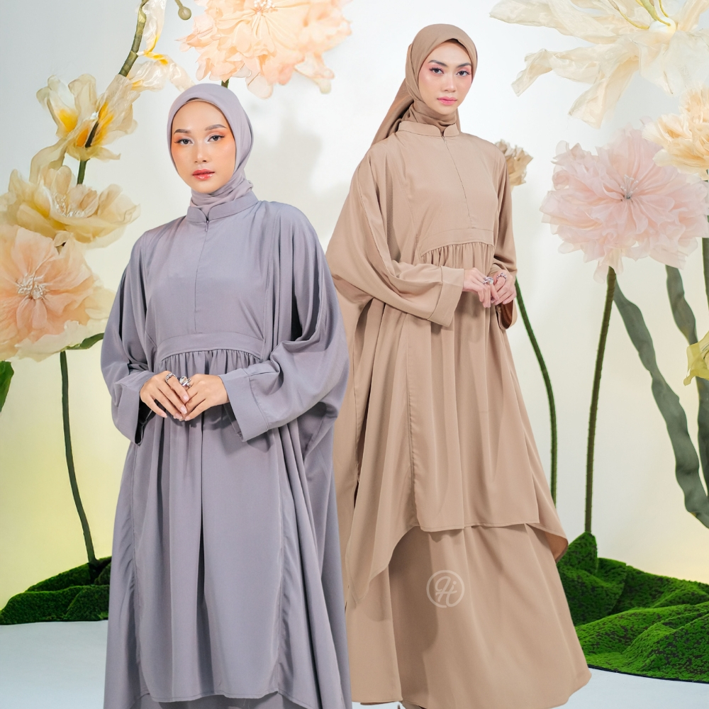 Dress One Set Gamis Lubna Series By Hj - Gamis One Set Wanita Muslimah