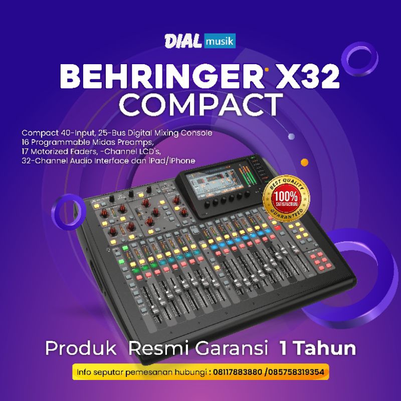 Mixer Digital Behringer X32 COMPACT ORIGINAL, MIXER DIGITAL USB, RECORDING, 32 CHANNEL
