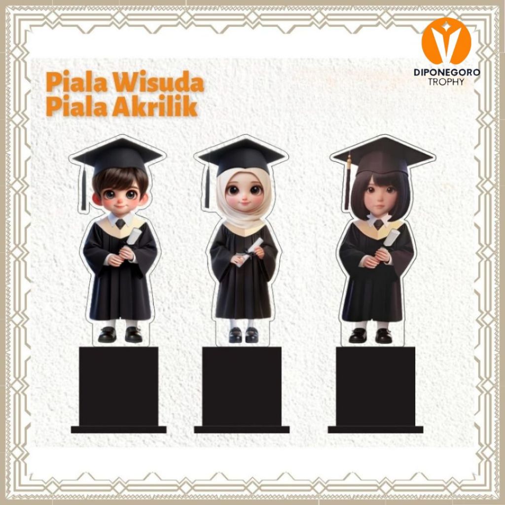 Piala Wisuda Toga Hitam Akrilik Custom