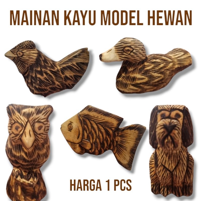 Mainan anak lucu /miniatur hewan dari kayu