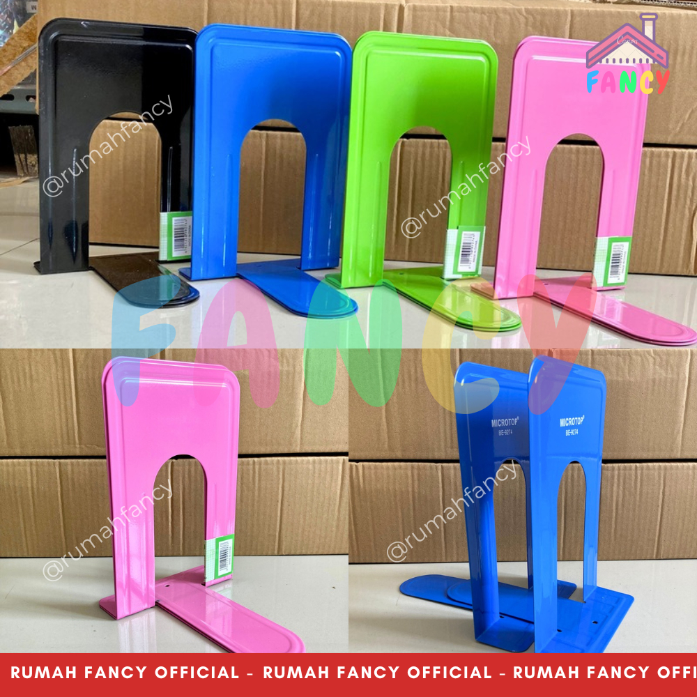 

(1 Pasang / 2 Pcs) Book End Stand POLOS Model Lubang Tengah / Sandaran/ Penyangga Buku Microtop 9274