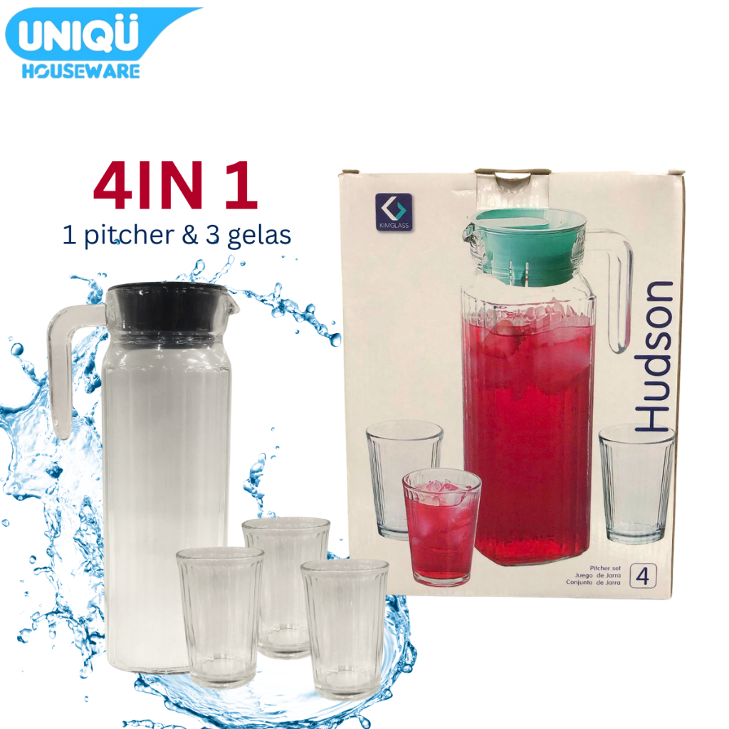 UNIQU Pitcher Teko Set Mini Kimglass 4 in 1 - Teko Set Kaca Mini