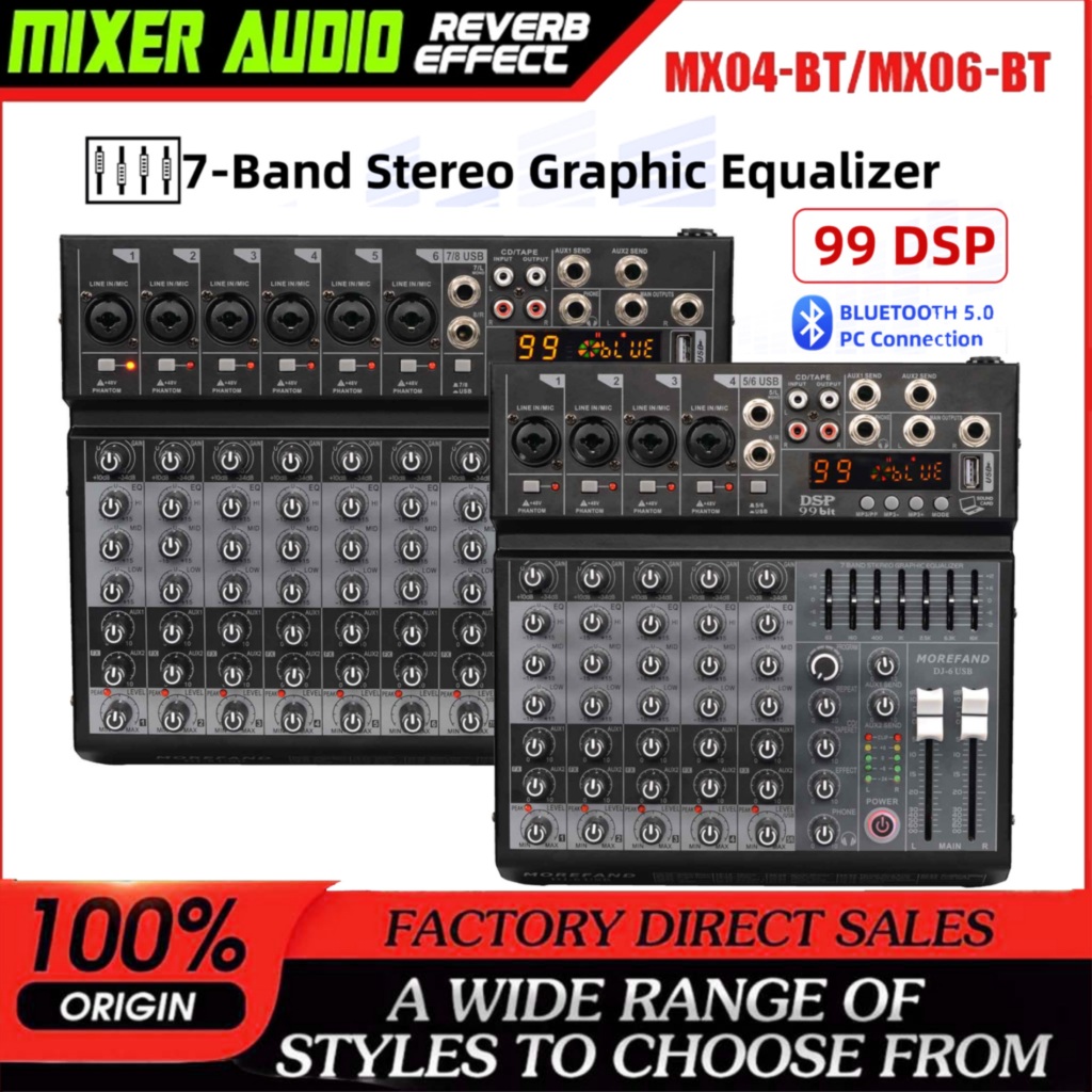 【COD】 Audio mixer /Mixer 4 chanel / DJ4 Professional mixer mini/ Amplifier Bluetooth Mini mixer Mixe