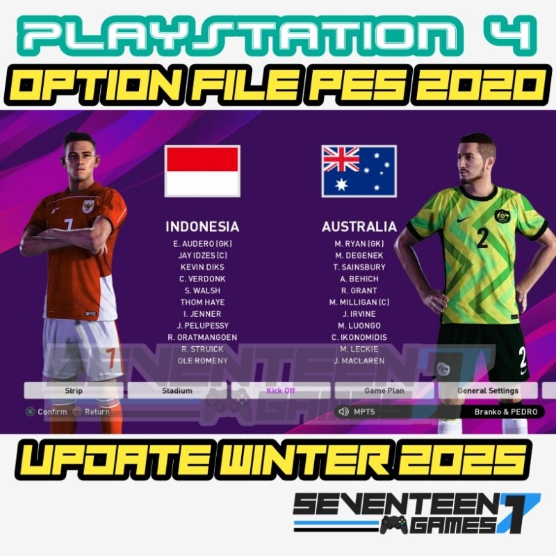 Option File PES 2020 Original PS4 PS5 PC