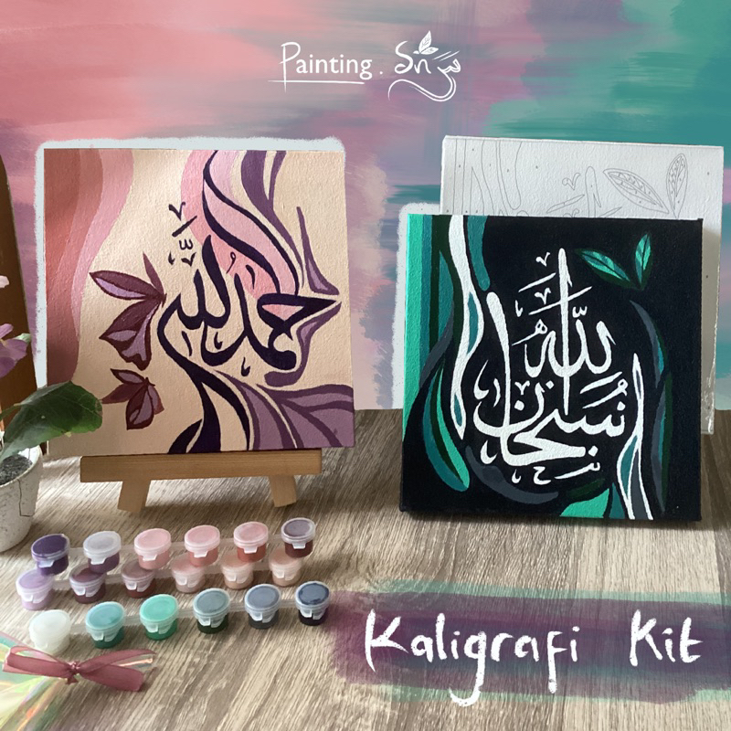 

DIY Painting Kit Kaligrafi Kanvas 20x20cm Paint By Numbers