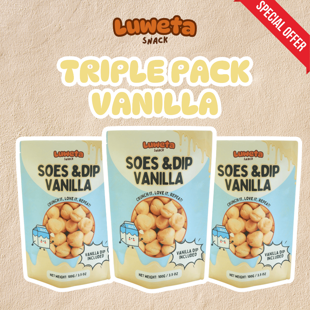 

TRIPLE PACK SOES & DIP VANILLA SOES KERING SAUS VANILLA 3 PACK - Luweta Snack