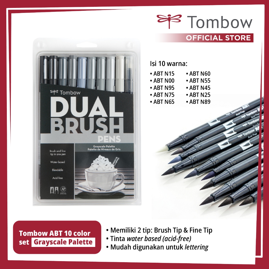 

Tombow ABT 10 color set Grayscale Palette