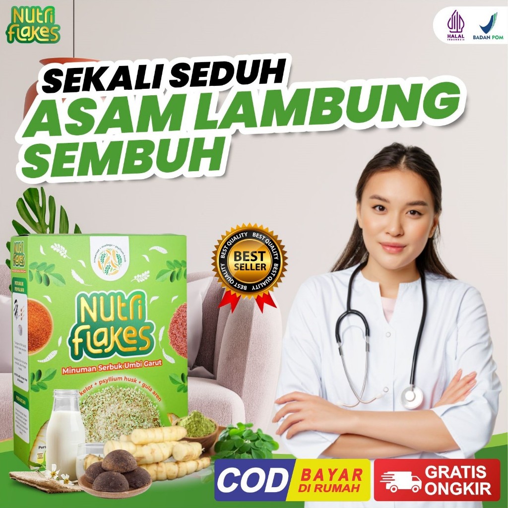 

Nutriflakes Sereal Umbi Garut Atasi Asam Lambung Maag Kronis GERD Suplemen Makanan Diet Isi 280 gram
