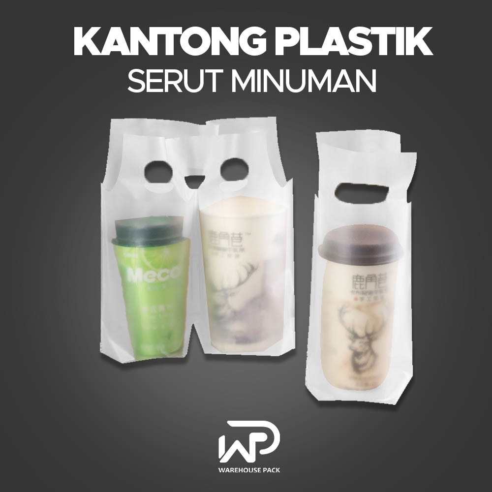 Kantong Plastik Minuman cup besar dan cup kecil | Plastik Kantong Opp PE Gelas Cup 1 Dan 2 | Kantong