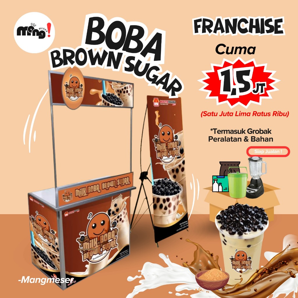 PAKET USAHA BOBA DRINK || FRANCHISE PERALATAN LENGKAP SIAP JUALAN - MANG MESER