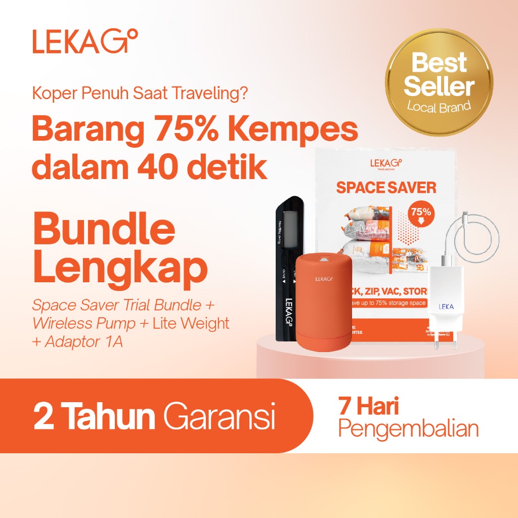 LEKA Go - Bundle Lengkap Trial Bundle Space Saver + Pompa Elektrik + Timbangan Koper