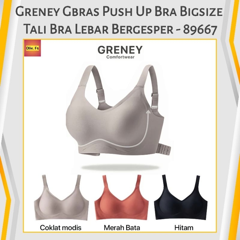 GRENEY Gbras Bra Bigsize Tali Bra Lebar Bergesper Push Up Bra 89667