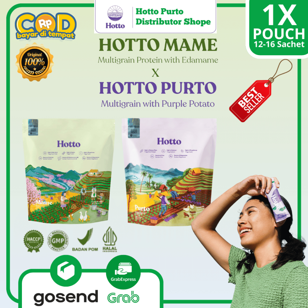 

[FLASH SALE] Hotto Official Shop Hotto Mame x Hotto Purto Oat Protein Multigrain with EDAMAME Official Store Jakarta BPOM & HALAL
