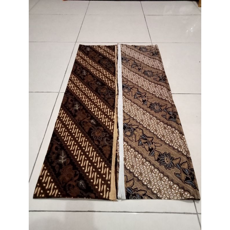 Kain Batik/Jarik gaya Surakarta Motif 'Parang Seling' Aksesoris Elegan Coklat Putih