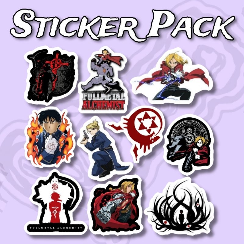 

Sticker Anime Full Metal Alchemeist FMA Pack isi 10 pcs vinyl waterproof