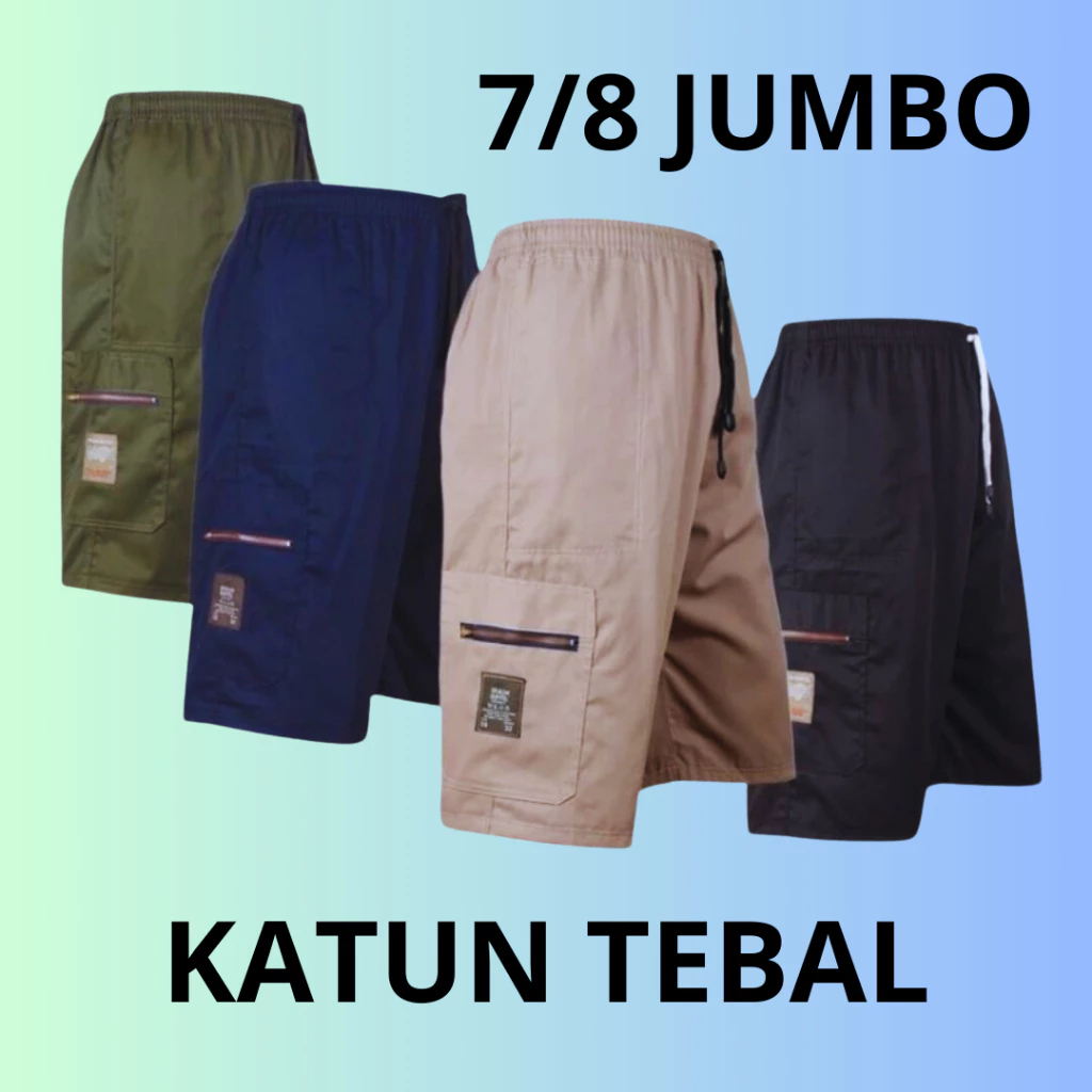 ( PAKET 3PCS ) Celana Big Size Pria  DiBawah Lutut Celana Kolor Pria Jumbo 7/8 | Kolor Katun Nyaman 