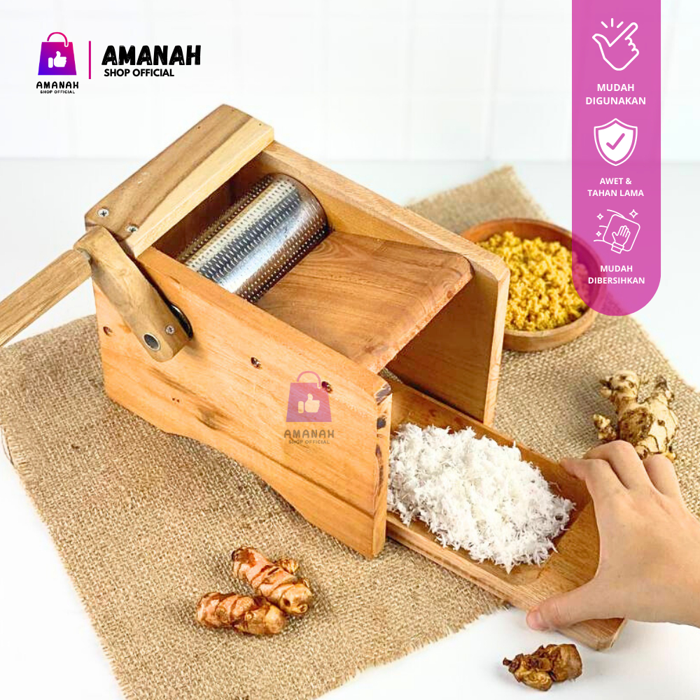 Parutan Kelapa Manual Serbaguna Bahan Kayu Roll Stainless Steel | Mesin Parut Kelapa Multifungsi