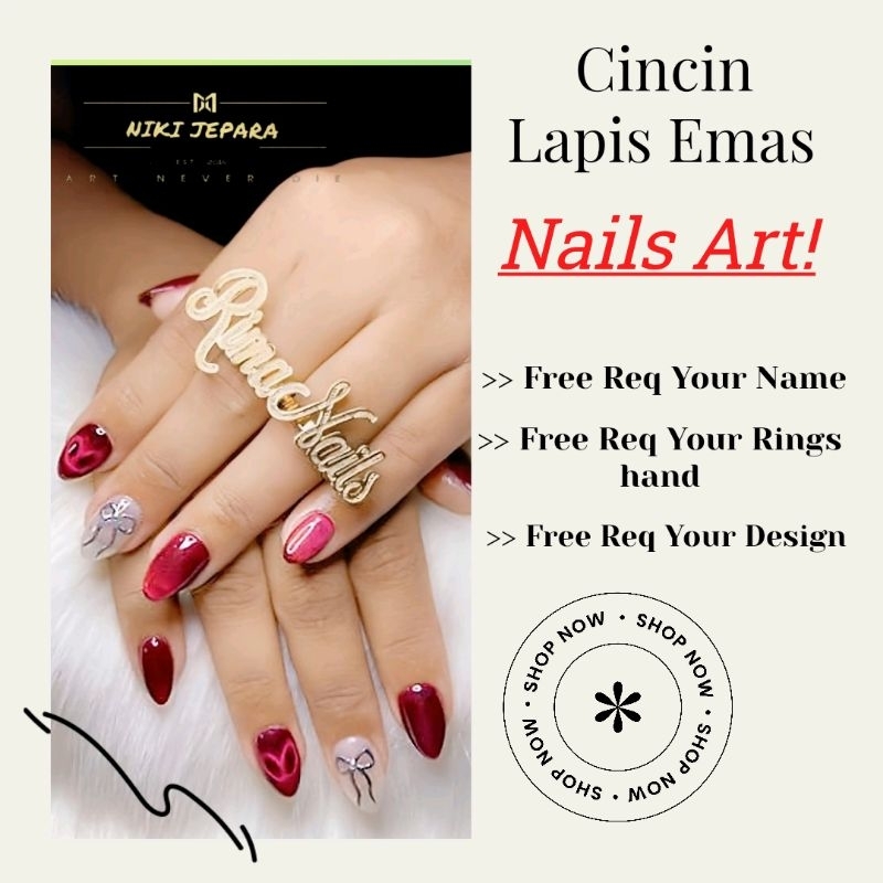 Cincin Nails Art Lapis Emas / Cincin 2 Ring Lapis Emas
