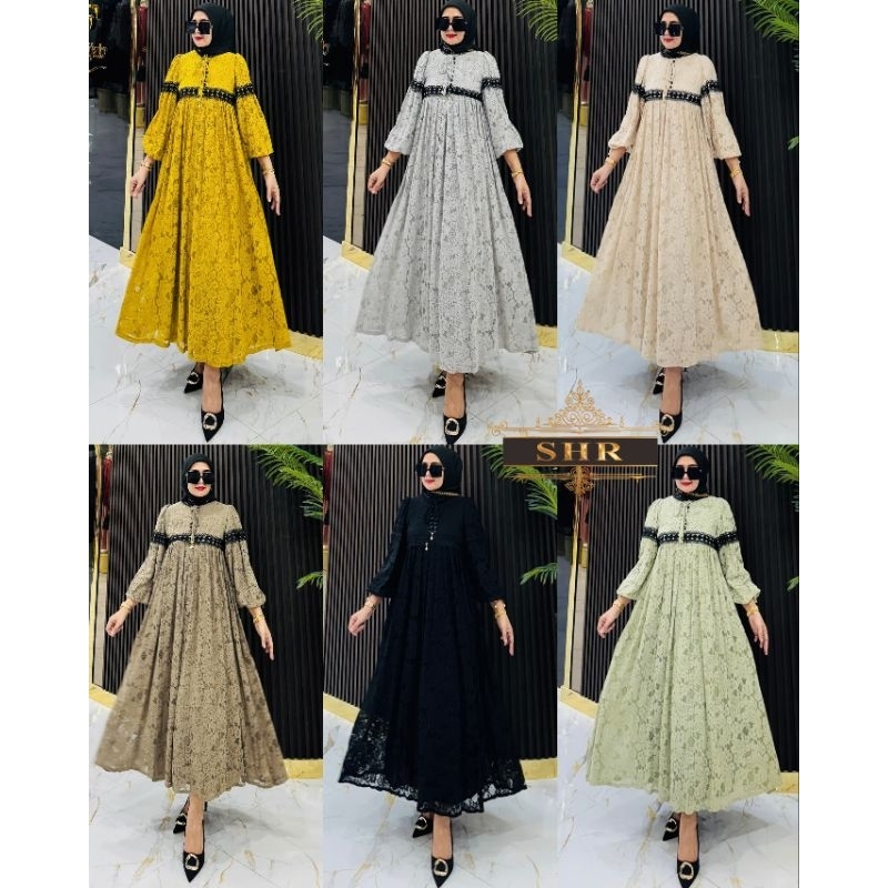 midi dress katun brukat mewah ori SHR