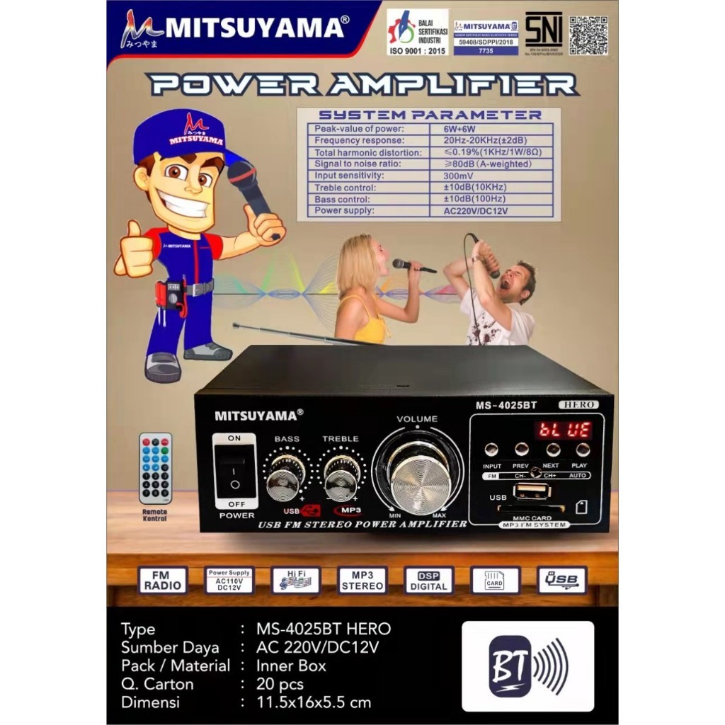 POWER AMPLIFIER BLUETOOTH KARAOKE MITSUYAMA (MS-4025BT HERO)