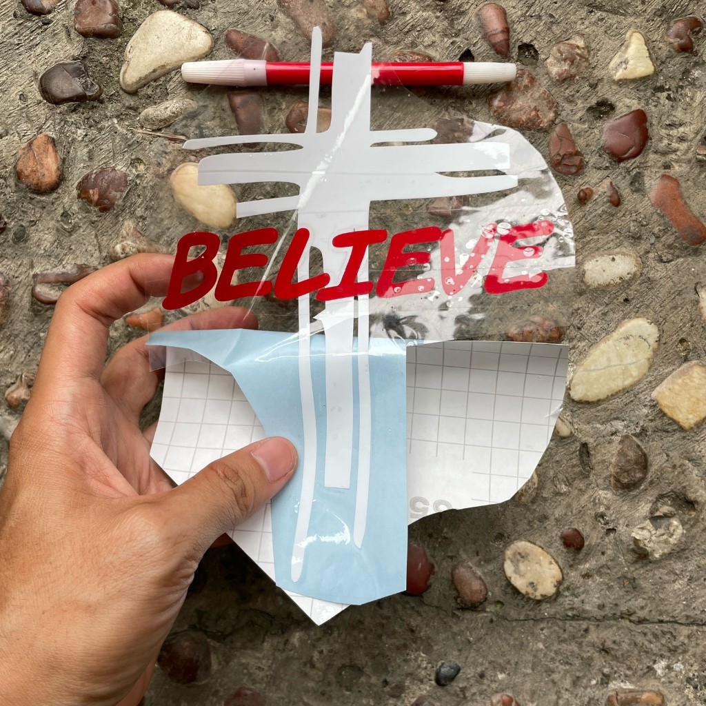 

Believe Percaya Salib Cross God Keep Calm Katolik Kristen Stiker Cutting Mobil Kaca Laptop Rohani