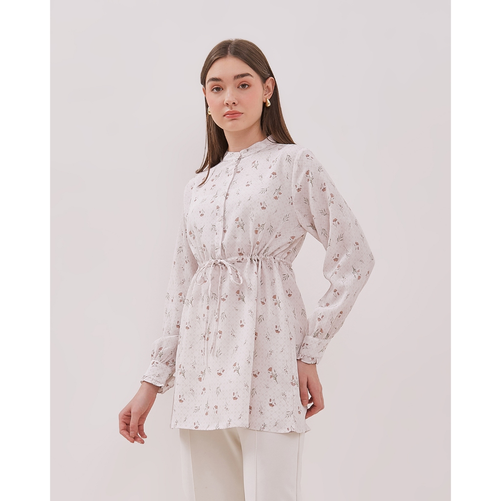 VALINO LADIES Tunik Putih Motif Bunga Wanita - D-DCGG09-N5