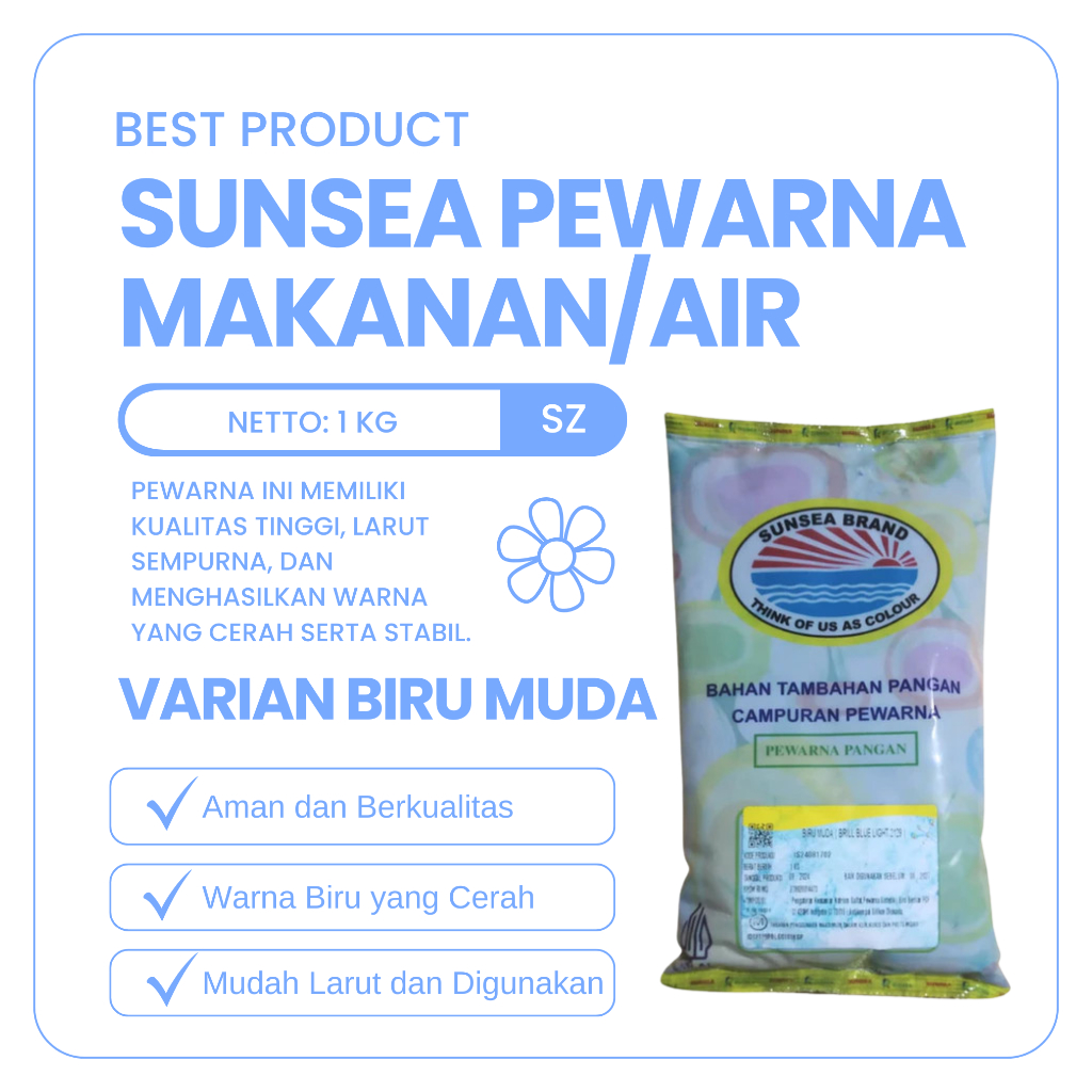 

SUNSEA Brand Pewarna Makanan/Pewarna Air Biru Muda (Brill Blue Light) kemasan 1kg