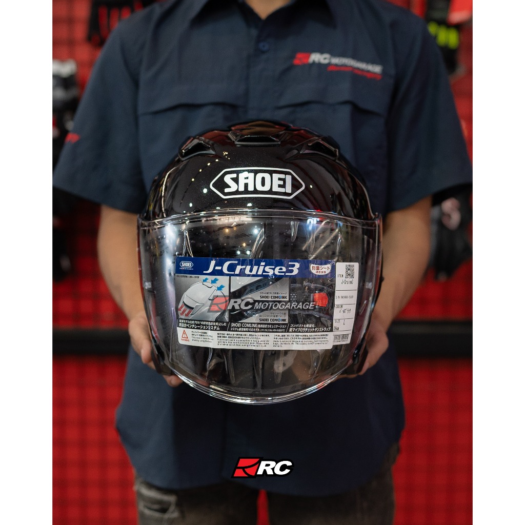 Helm Motor Half Face  - Shoei J Cruise 3 Black Gloss Original