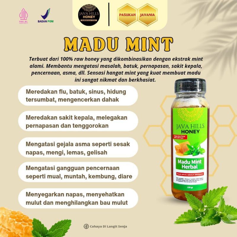 madu Java hills honey madu mint