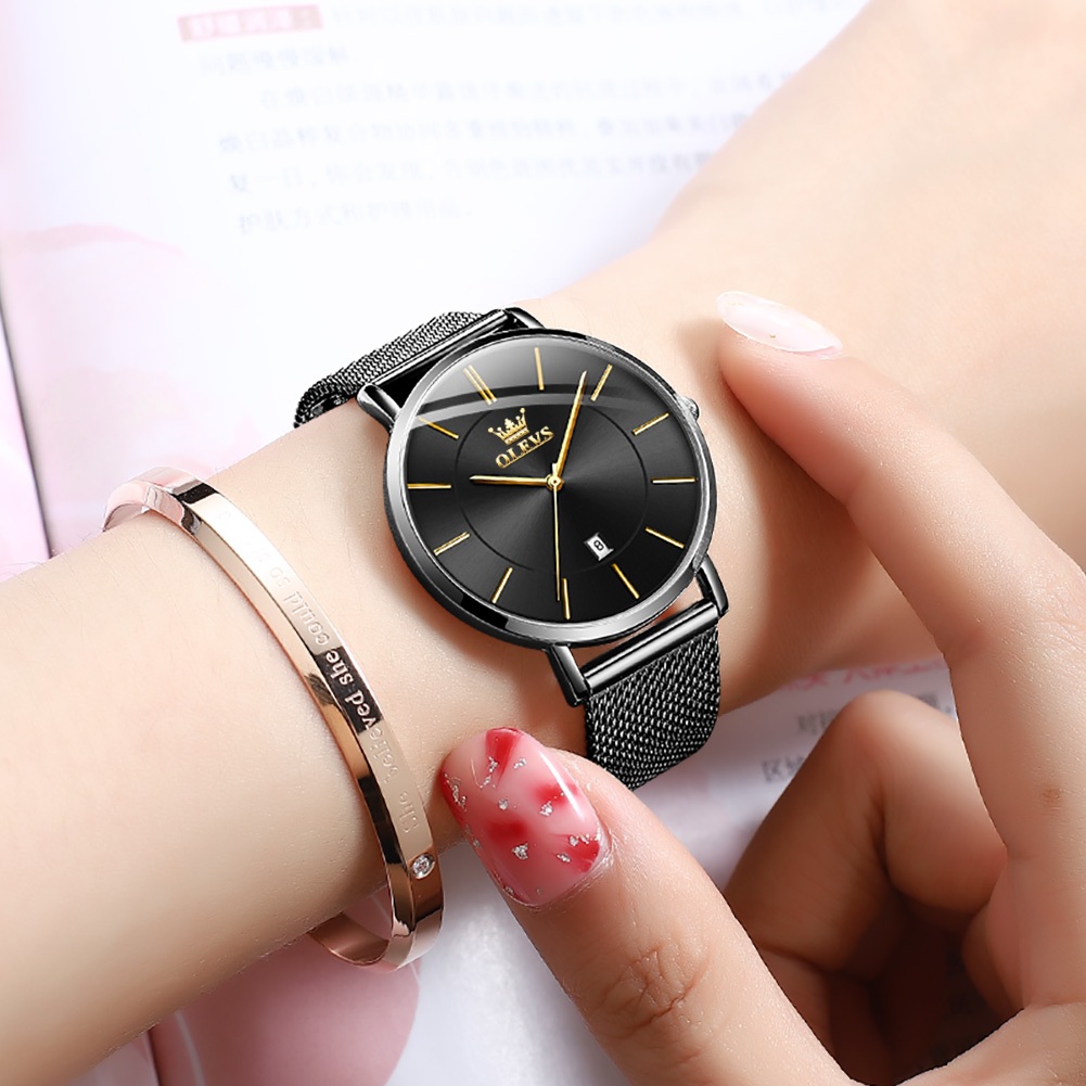 LIMITED OLEVS JAM TANGAN WANITA ORIGINAL ANTI AIR TAHAN KECIL BRANDED ELEGAN ANALOG ROSE GOLD