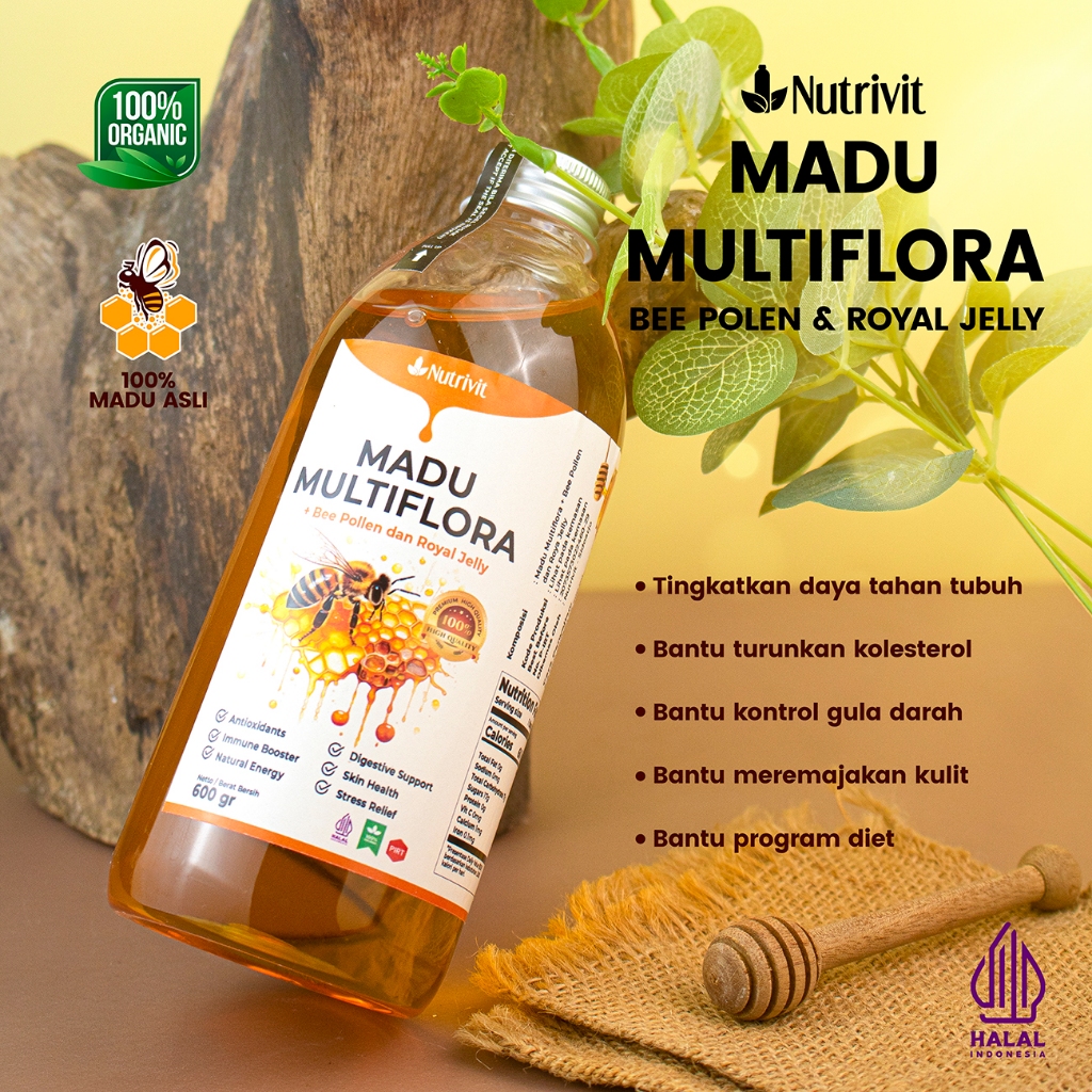 

Nutrivit - Madu Asli Multiflora 600gr 100% Tanpa Campuran