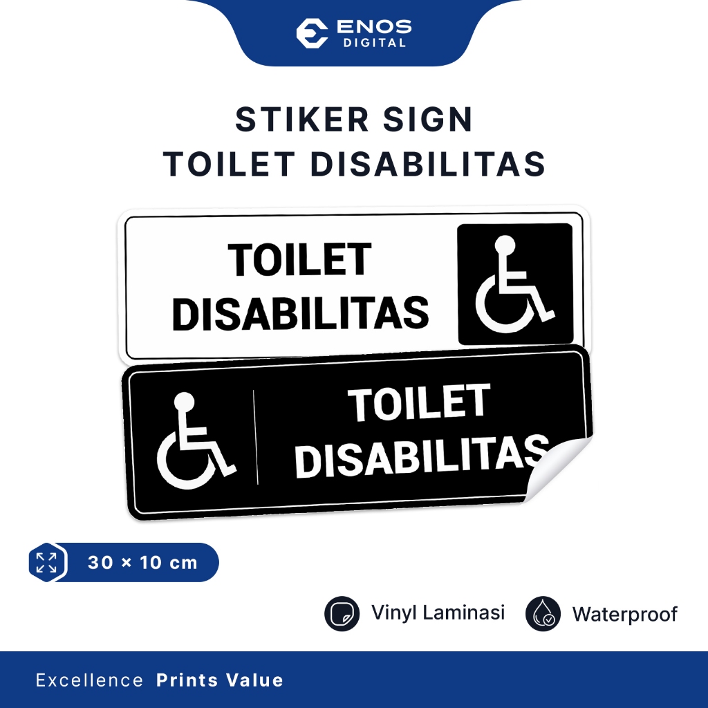Stiker Penunjuk Toilet Disabilitas Sign Label Vinyl Glossy Toilet Disabilitas