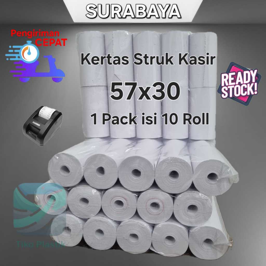 

Kertas Struk Kasir 10 roll thermal paper 57x30 58x30 termal edc printer mini bluetooth 58mm murah