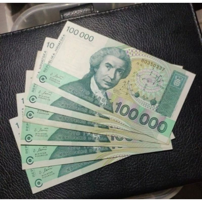 Uang kertas asing 100000 republika hrvatska kroasia