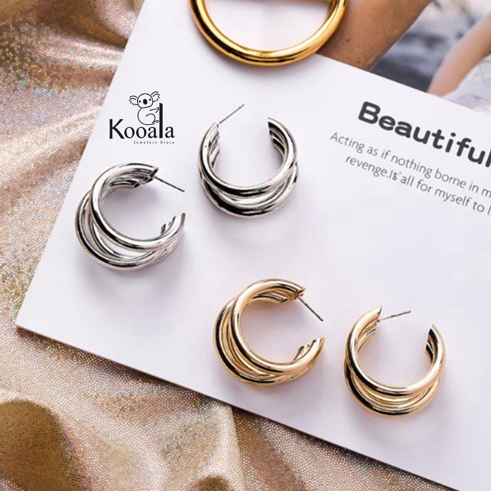 Anting Wanita Bentuk C Berlapis Wanita Fashion Terbaru Korean Model Aetethic Kekinian AW4