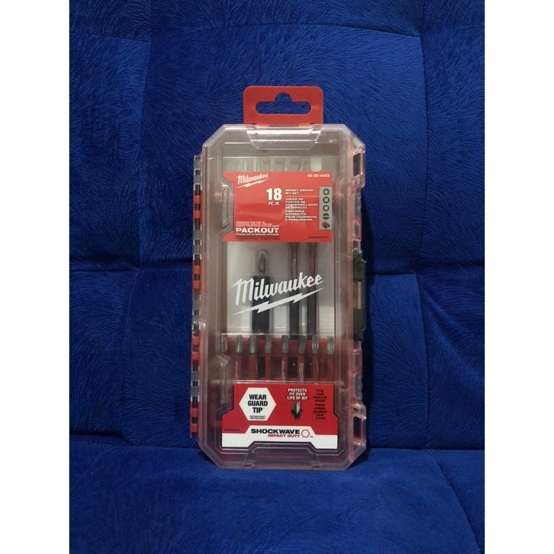 set mata obeng impact Milwaukee 18pc dalam koper plastik