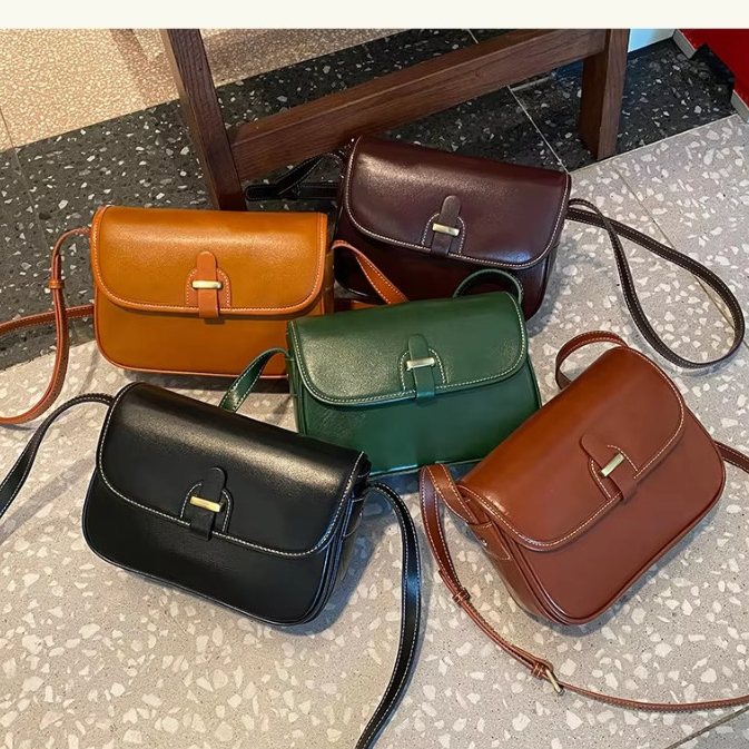 Tas Selempang Wanita Kulit Sapi Asli/ Tas Persegi Kecil Tas Bahu Wanita Bergaya Mewah