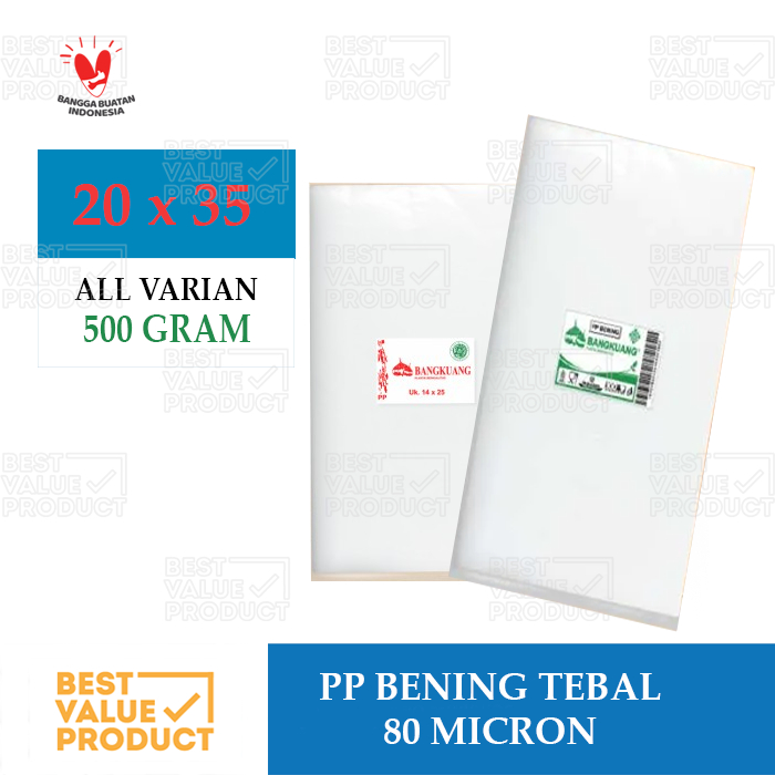 PLASTIK PP BENING TEBAL 20x35 TEBAL 08 / PP BENING TEBAL 20 x 35 08