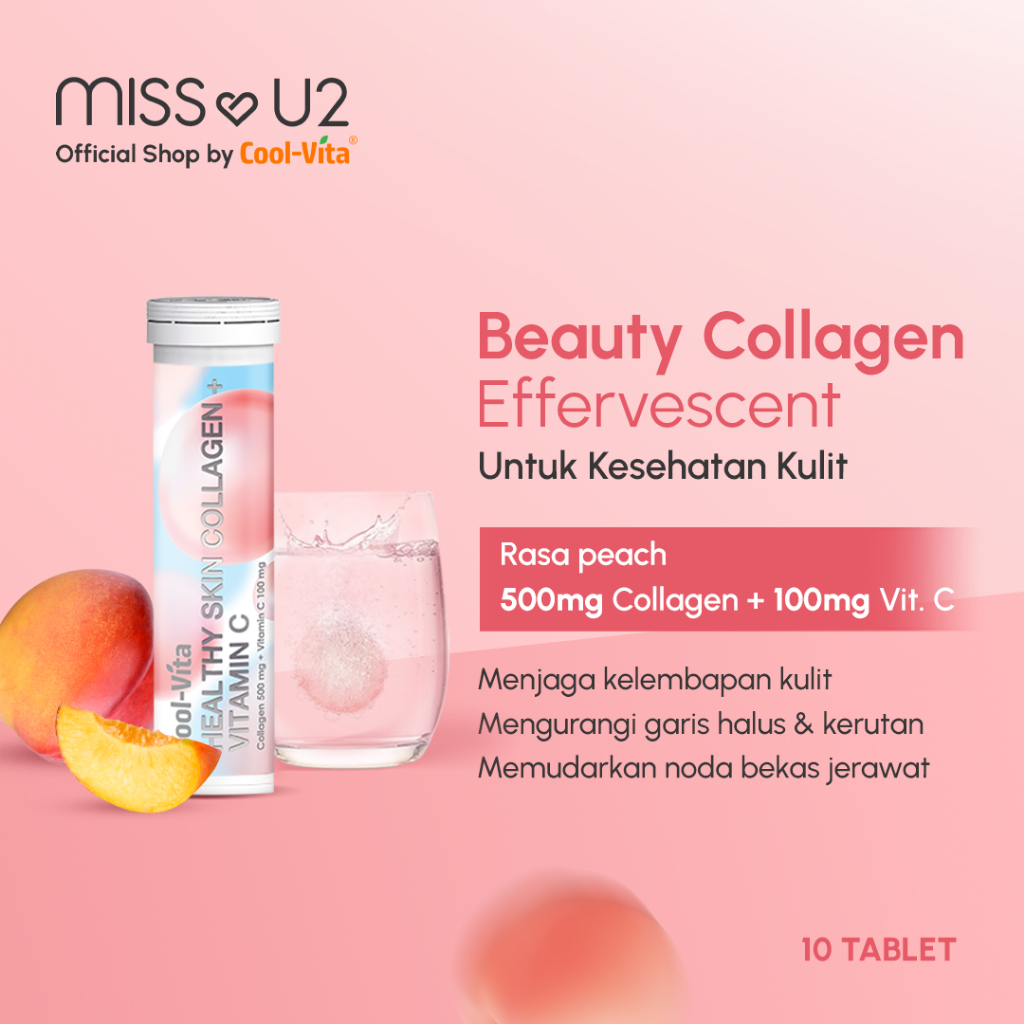 [1 Tube - 10 Tablet] COOLVITA ORIGINAL Collagen Effervescent Pencerah Kulit Glowing | Suplemen Pemut