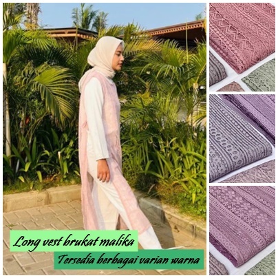 vest brukat malika, vest tali samping,vest malika Gs Outer Vest Rompi Burkat Lace Panjang