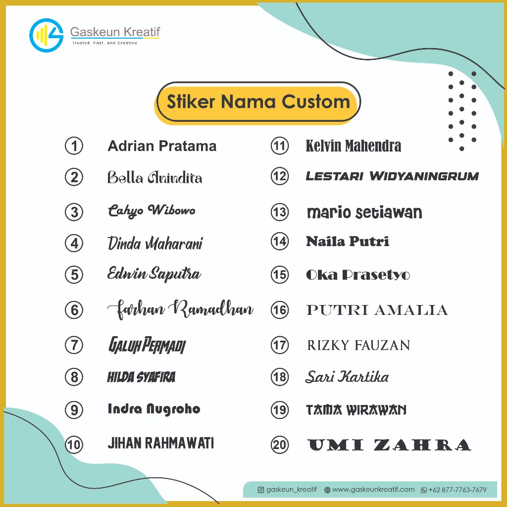 

Cutting Stiker Nama Custom/Stiker Nama