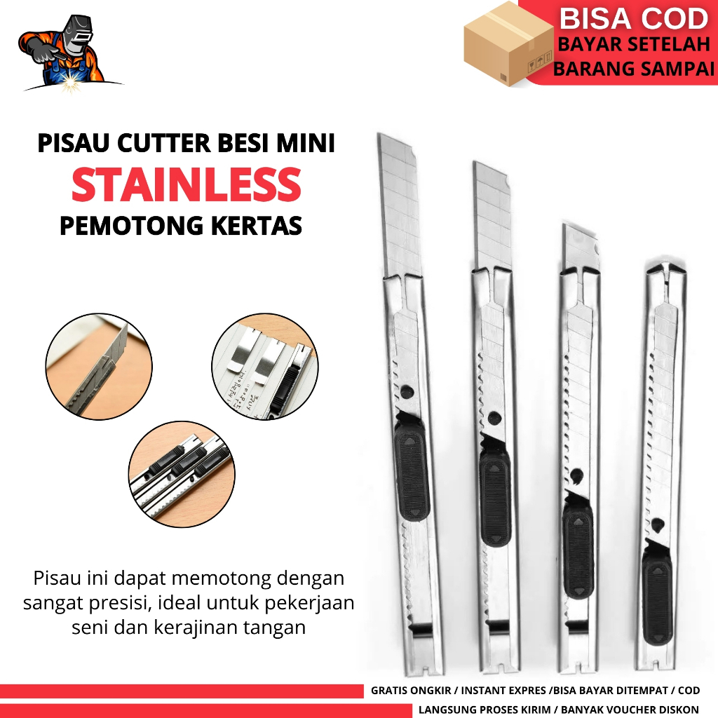 

Pisau Cutter Besi Mini / Pisau Kertas Dinding Pemotong Kertas Kecil / Stainless Steel Pemotong Kertas Packing Cutter Bahan Stainless