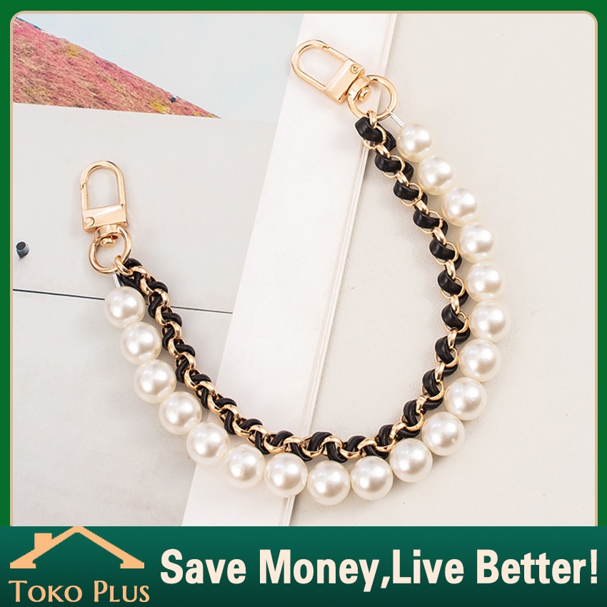 Alloy Bag Phone Chain 30cm Rantai Tas HP Mutiara Pearl Mewah / Tali Tas Handbag Strap Mutiara Pendek