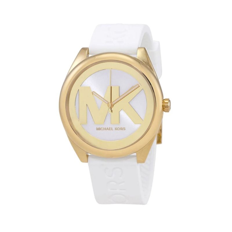 Jam Tangan Wanita Original MK7141 Layton White Silicone Strap Women Watch
