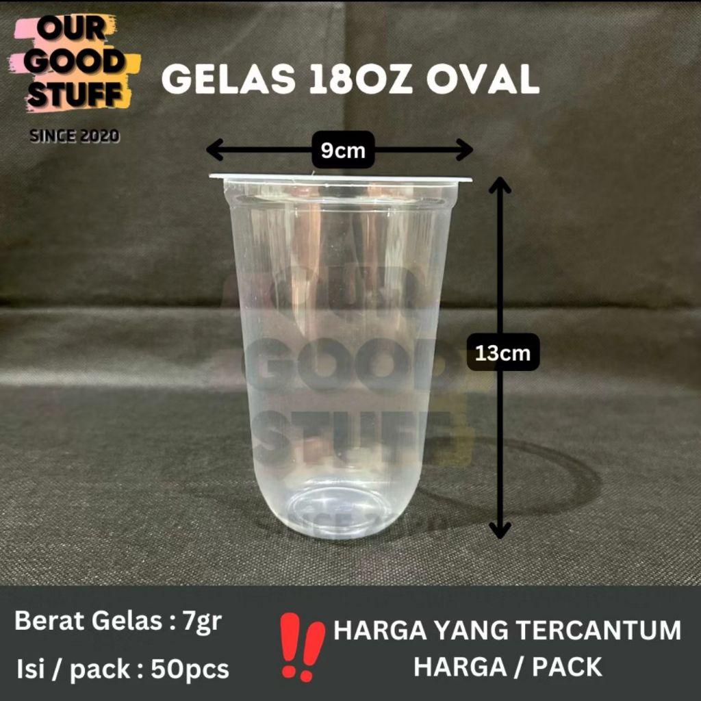 Gelas Plastik Atcco Oval Bening 18oz 22oz Slim
