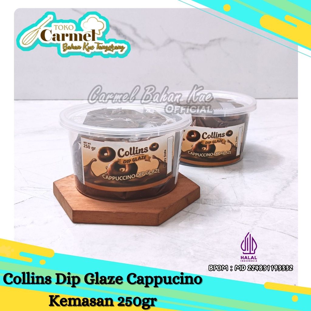 COLLINS DIP GLAZE 250GR REPACK Topping Dipping Glaze Donat Aneka Rasa FREE BUBBLE WRAP Tiramisu 250gr 2