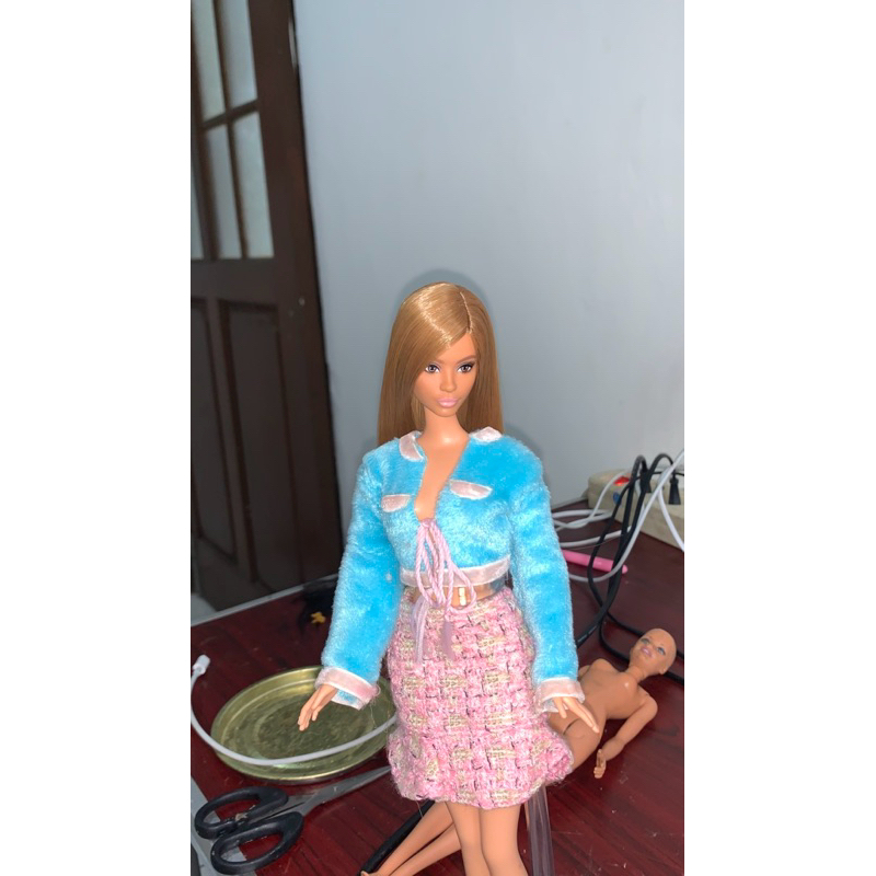 Wig Barbie Reroot Barbie Rambut Barbie Kepala Barbie coklat