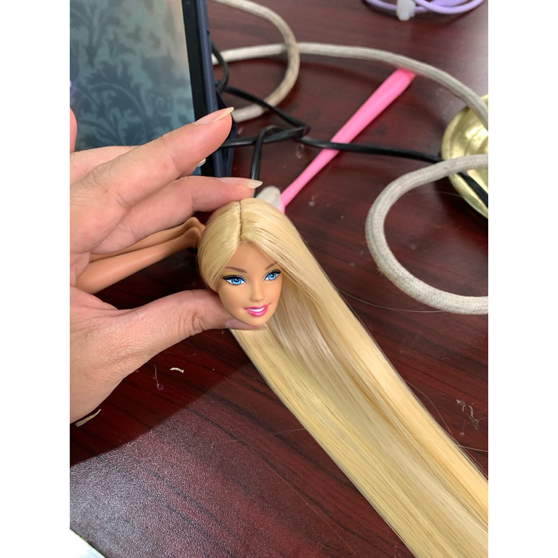 Wig Barbie Reroot Barbie Rambut Barbie Kepala Barbie warna kuninb