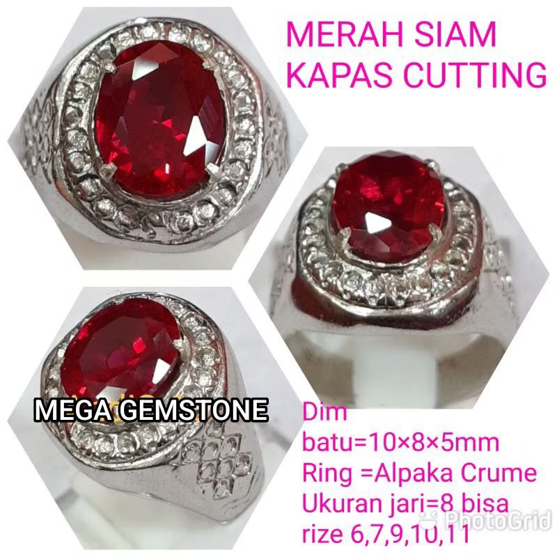 CINCIN BATU MERAH SIAM KAPAS CUTTING CRYSTAL  A3