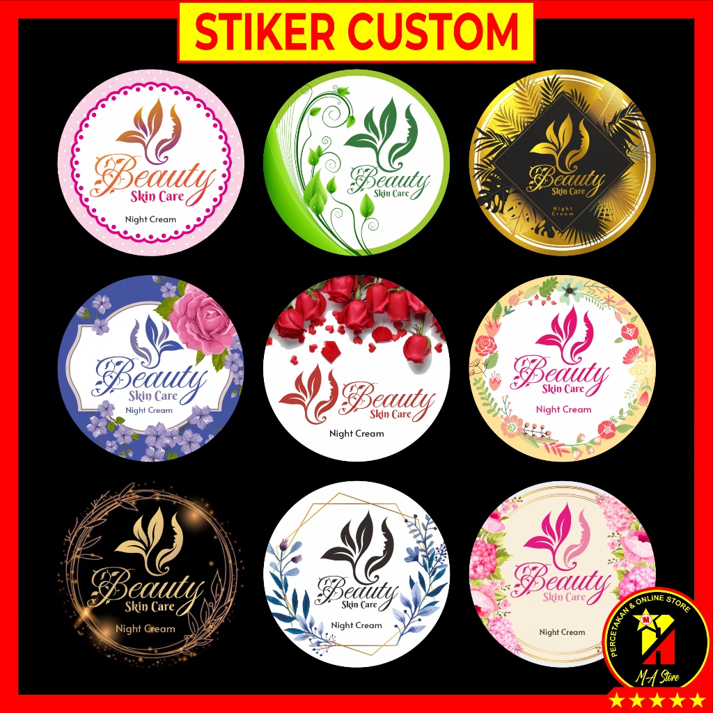 Stiker Skincare Custom Label Brand Sendiri Bahan Kertas Stiker Cromo Berkualitas